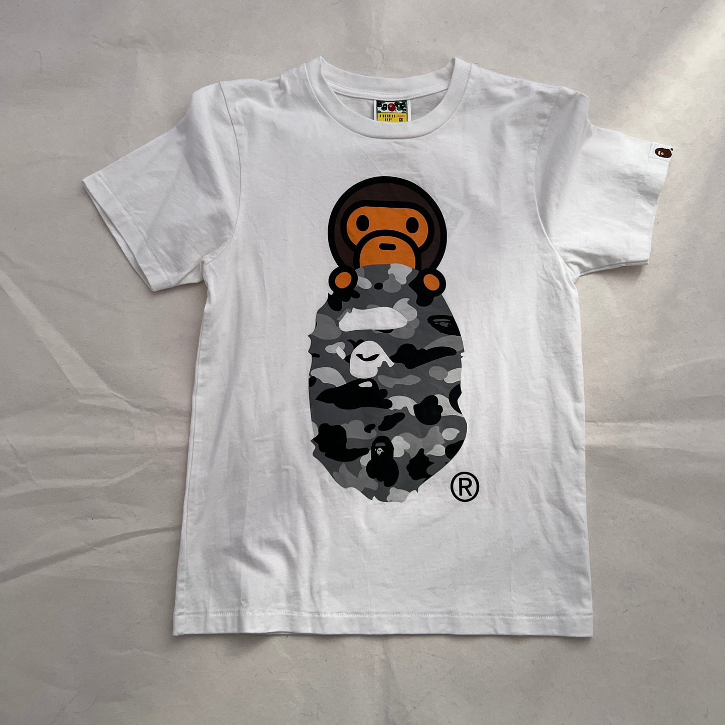 Bape A Bathing Ape White Camo Bapy Short Sleeve T-shirt