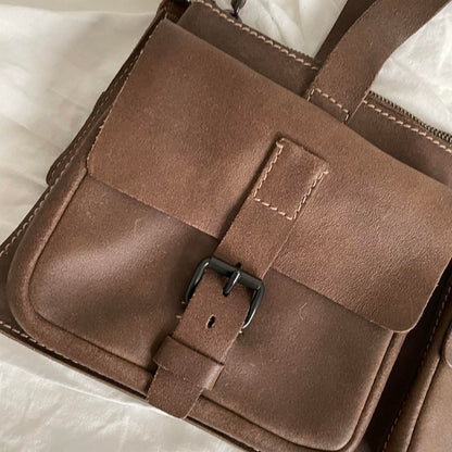 Archive Miu Miu Brown Leather Rectangle Satchel Shoulder Bag