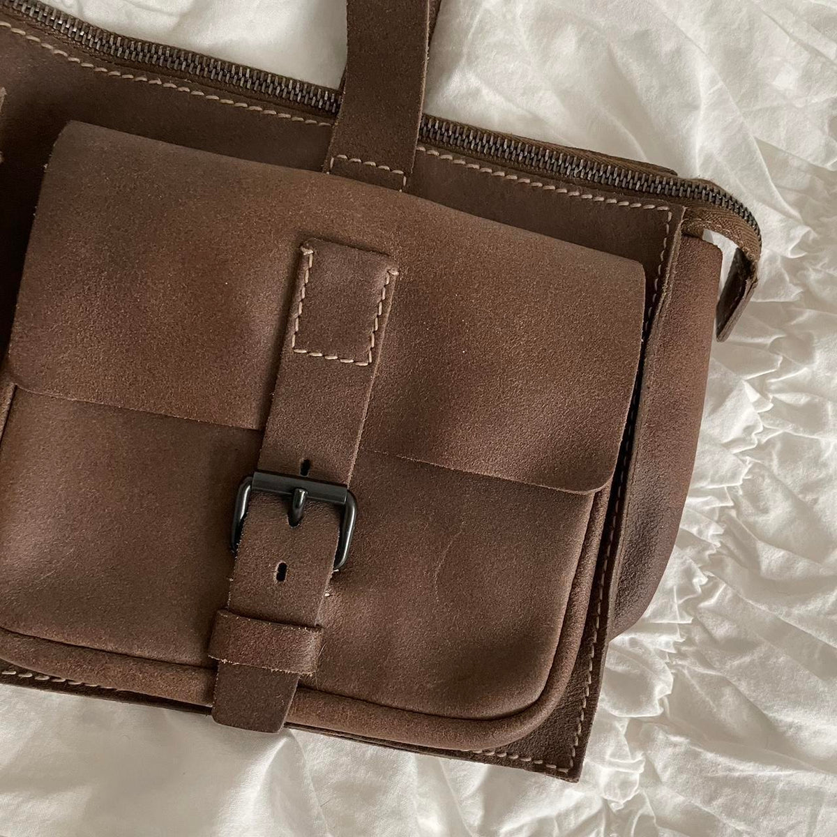 Archive Miu Miu Brown Leather Rectangle Satchel Shoulder Bag