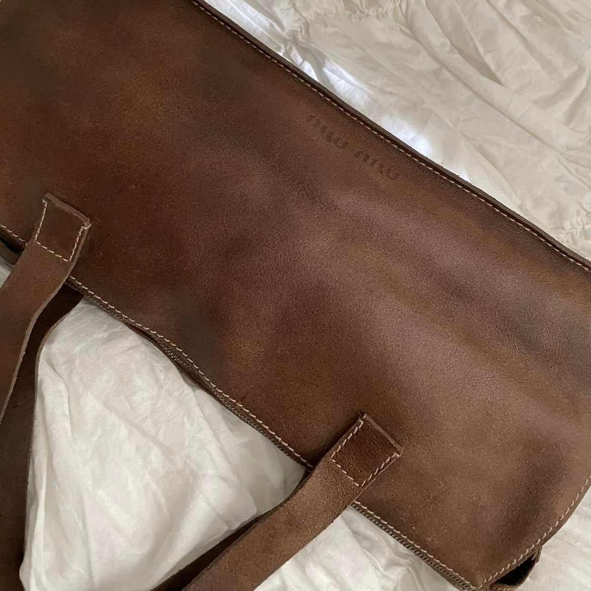 Archive Miu Miu Brown Leather Rectangle Satchel Shoulder Bag
