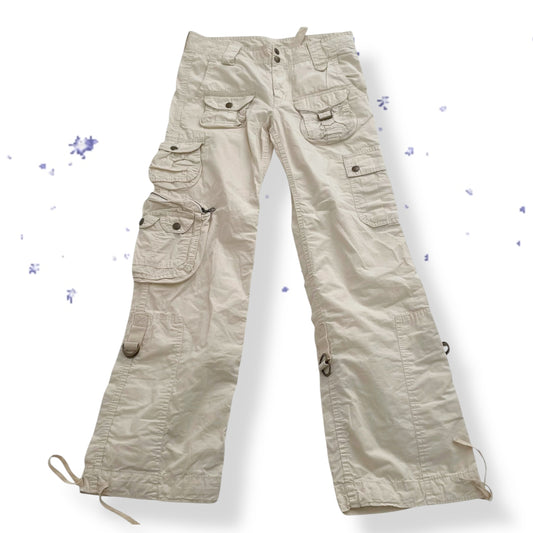 vintage hysterics off white cream straight leg cargo pants