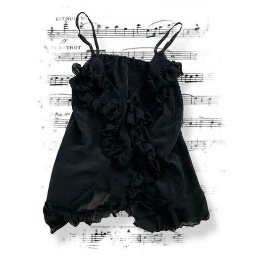 grace continental romantic dainty ruffle zip camisole