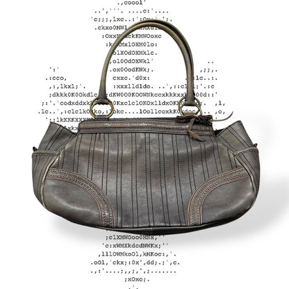 anna sui faded denim grey panelled shoulder bag with ribbon bow detail + brass hardware and butterfly charm