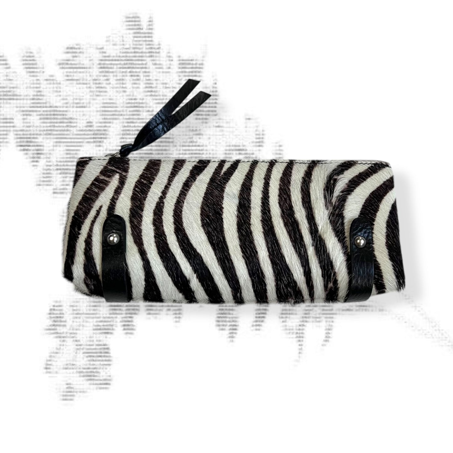 vintage black white zebra pony hair leather mini clutch purse