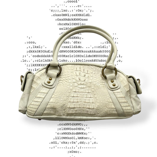 vintage montana paris off white leather crocodile embossed shoulder bag