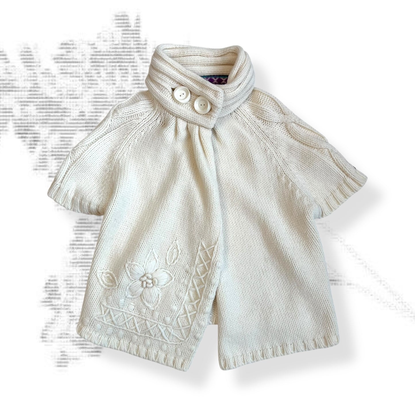 cream wool blend replay knit high collared button neck cardigan