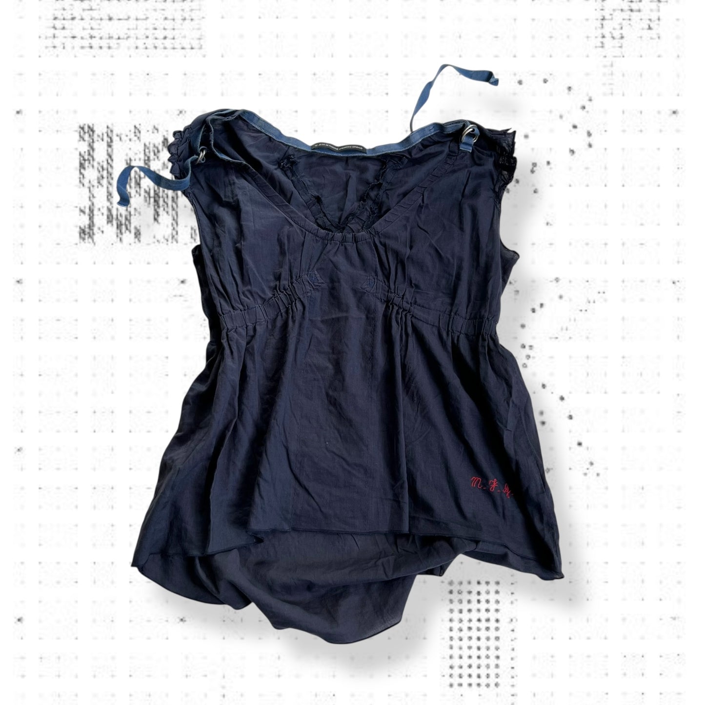 marithe francois girbaud navy cap sleeve utility babydoll tunic blouse