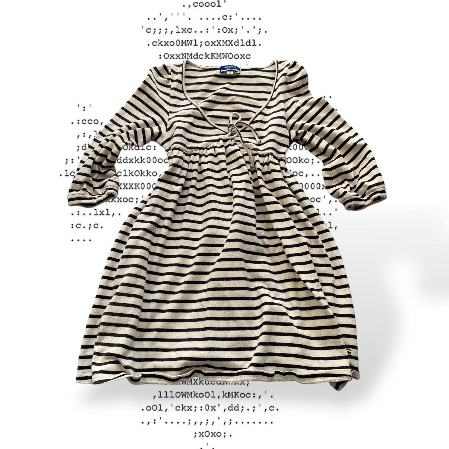 preppy burberry blue label white black striped half sleeve babydoll tunic