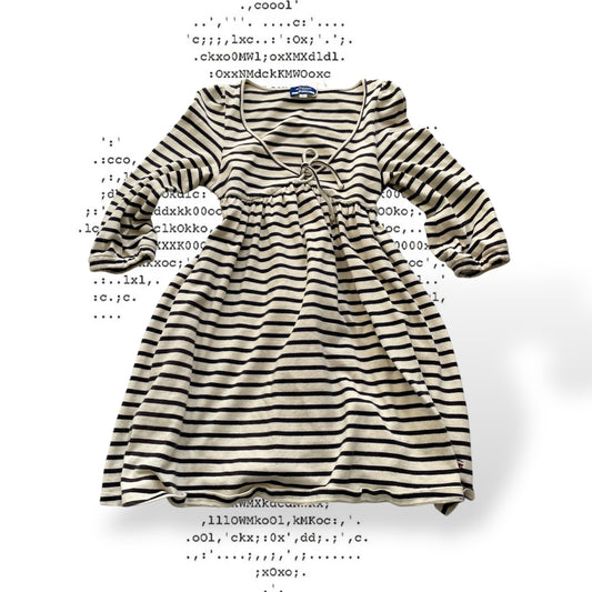 preppy burberry blue label white black striped half sleeve babydoll tunic