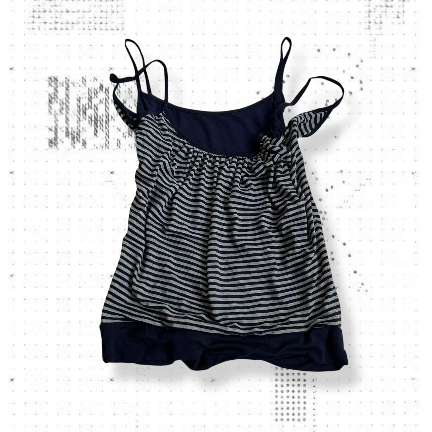 preppy y2k navy grey striped layered puffed camisole