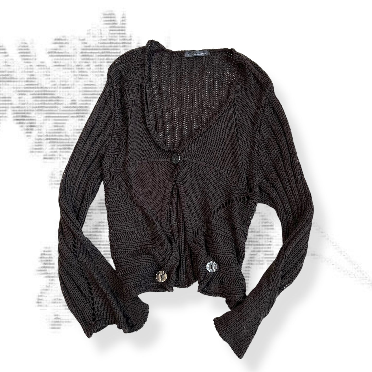 cassis brown knit slouchy long sleeve cardigan