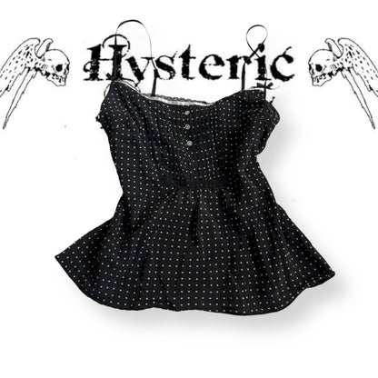 etam black sillk coquette balletcore polka dot camisole