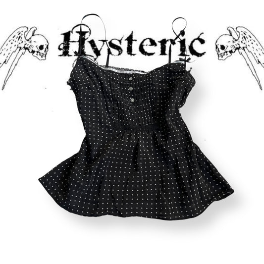 etam black sillk coquette balletcore polka dot camisole