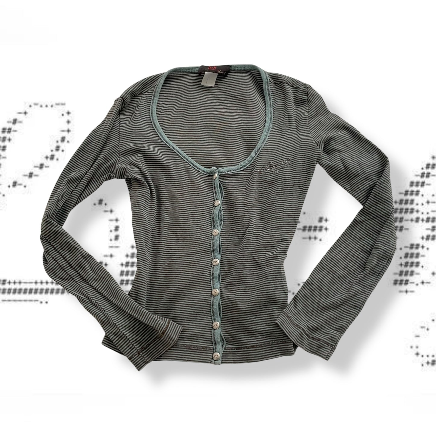 preppy liu jo light blue brown striped long sleeve cardigan top