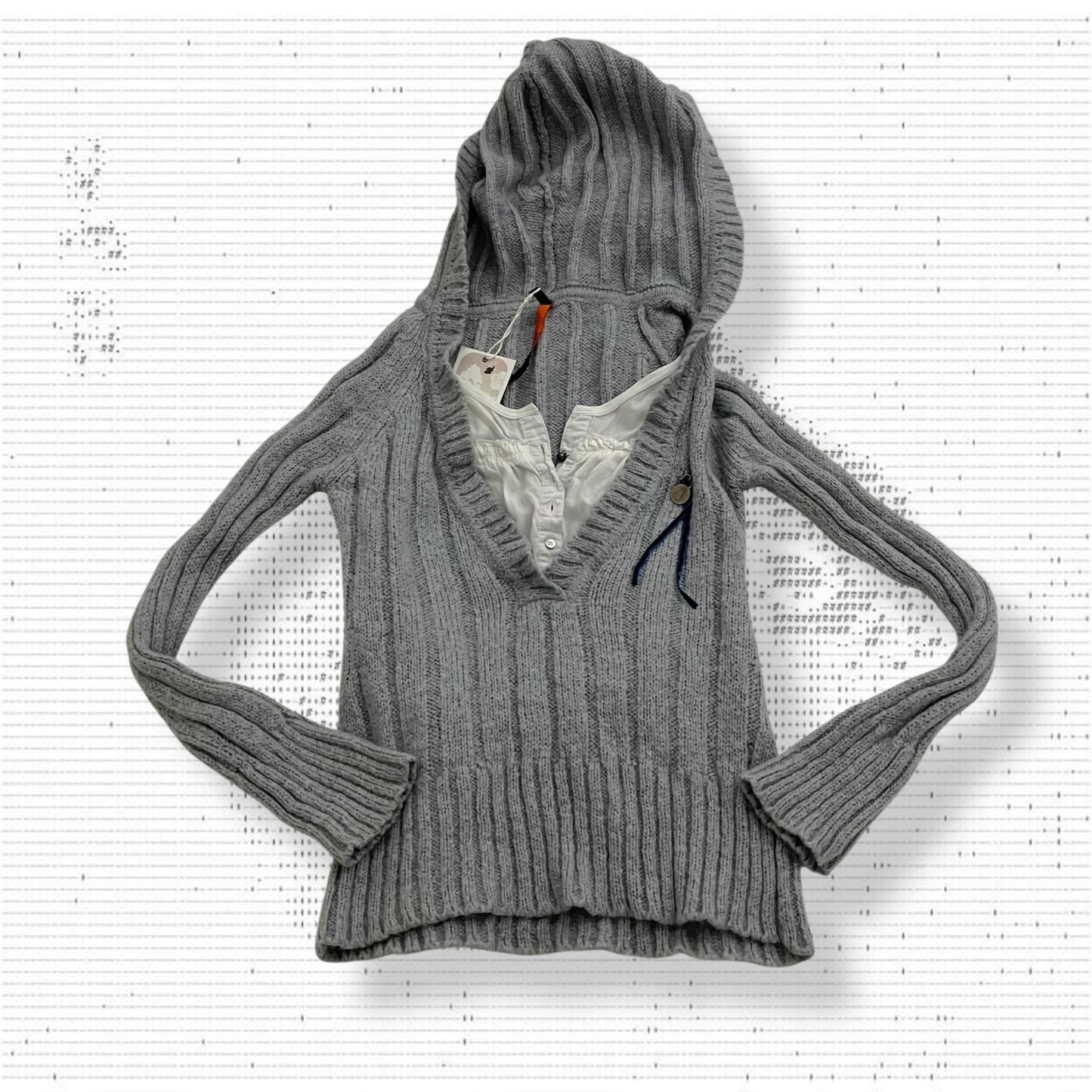 cop copine grey ribbed wool blend milkmaid hooded knit jumper