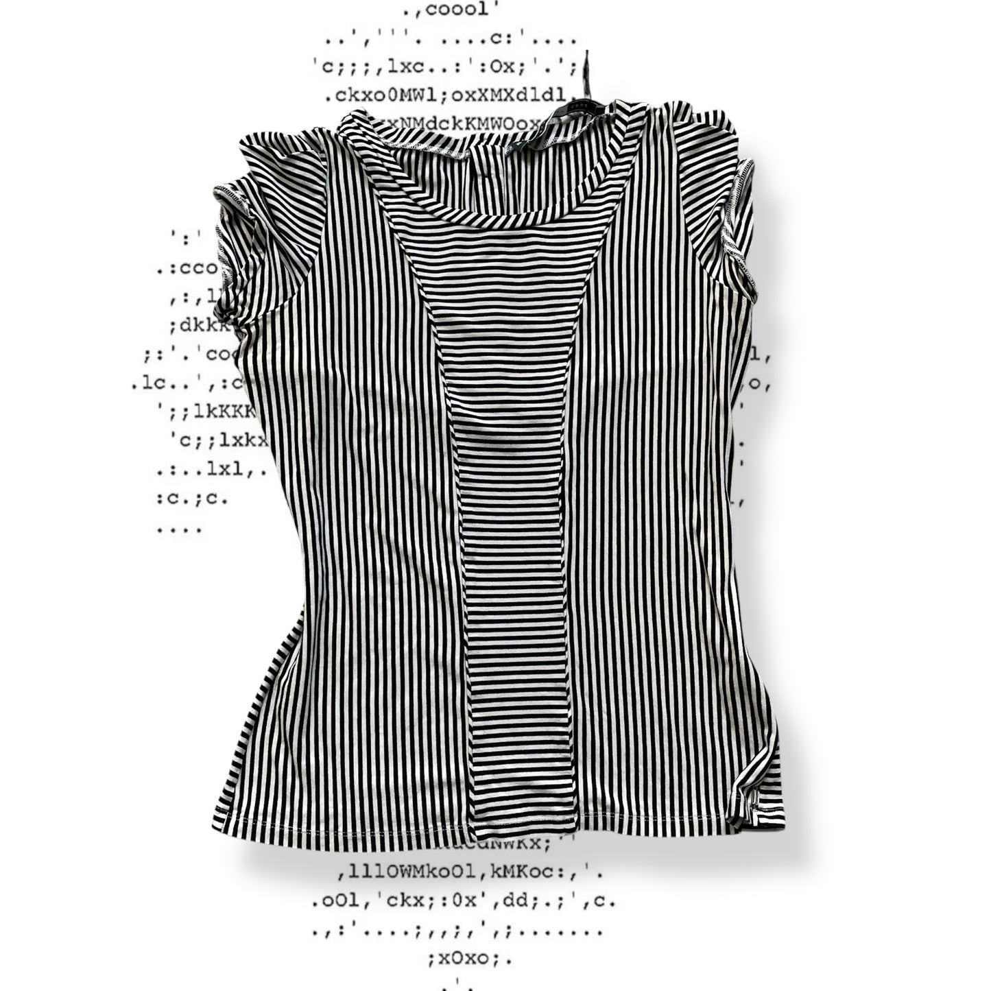 sportmax black white black reversible 1/4 button diagonal striped t shirt