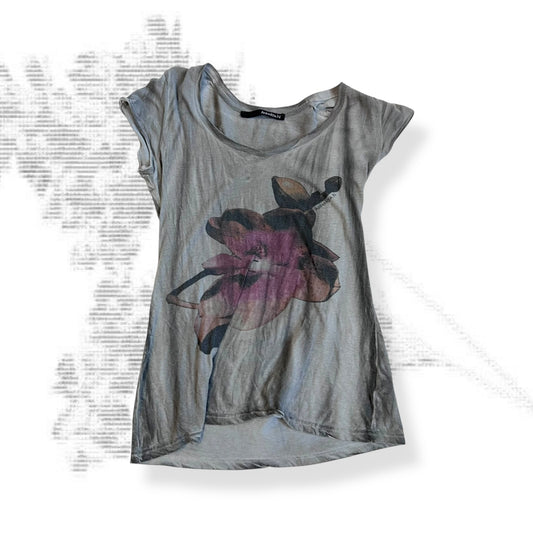 annarita n grey faded floral print shirt