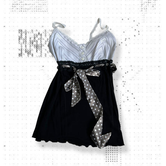 all states of orange eurosummer coquette mixed print striped polka dot ribbon camisole