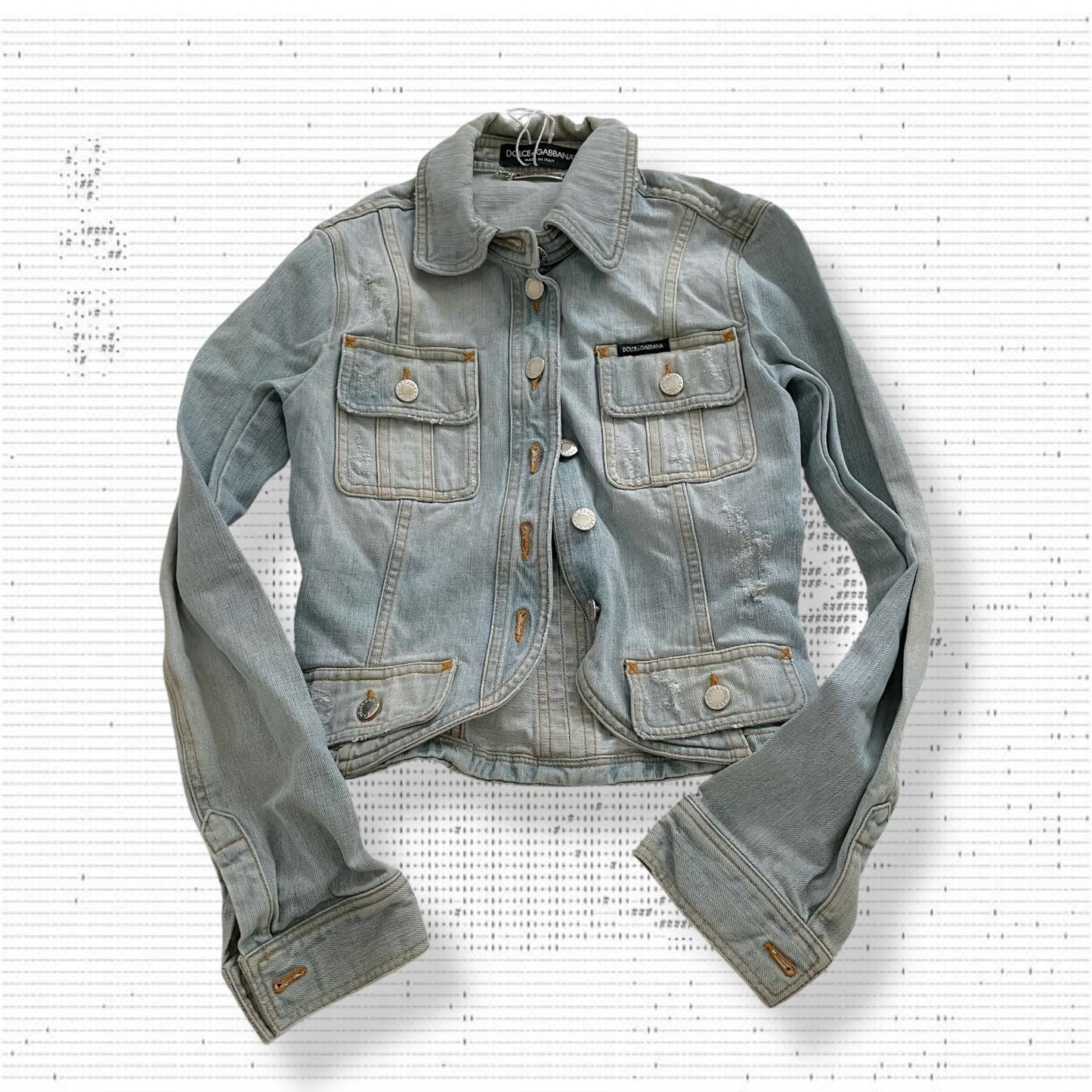 vintage dolce & gabbana light wash fitted denim crop jacket
