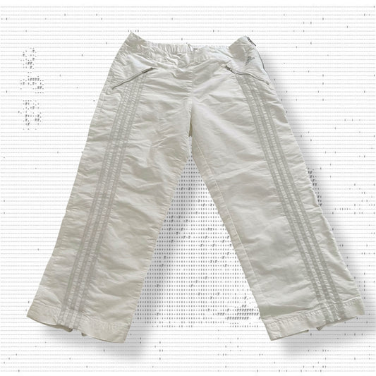 adidas 3/4 crop capri grey silver stripes and utility white trousers