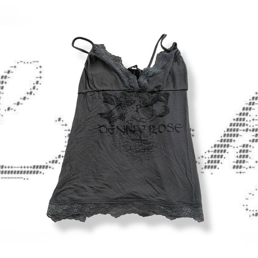 denny rose grunge sleaze cherub graphic print lacey trim camisole