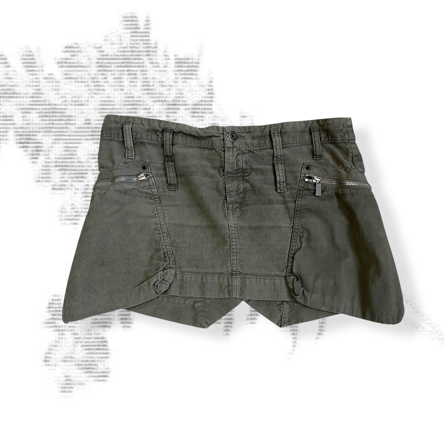 vintage diesel khaki oversized pocket zip utility mini skirt