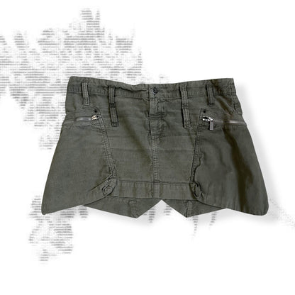 vintage diesel khaki oversized pocket zip utility mini skirt
