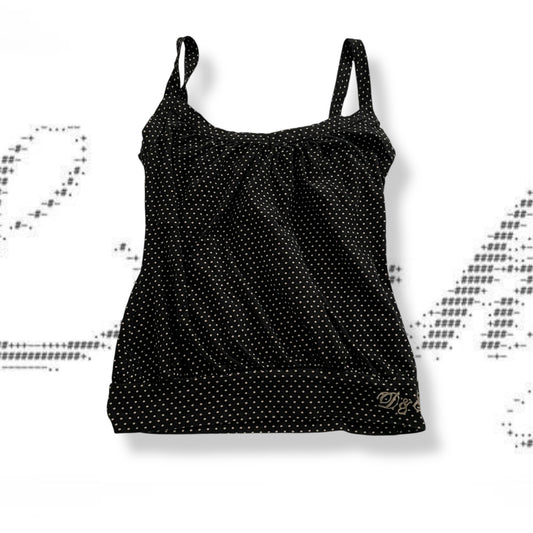 preppy dolce & gabanna black polka dot tunic puffy camisole top