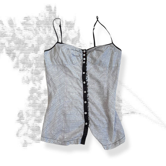 vintage levi's brown white striped button down flared camisole