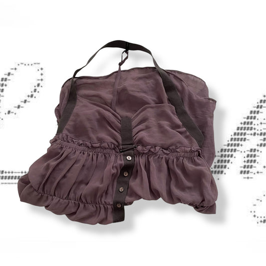 cop copine purple long ruched halter neck sleeveless tunic