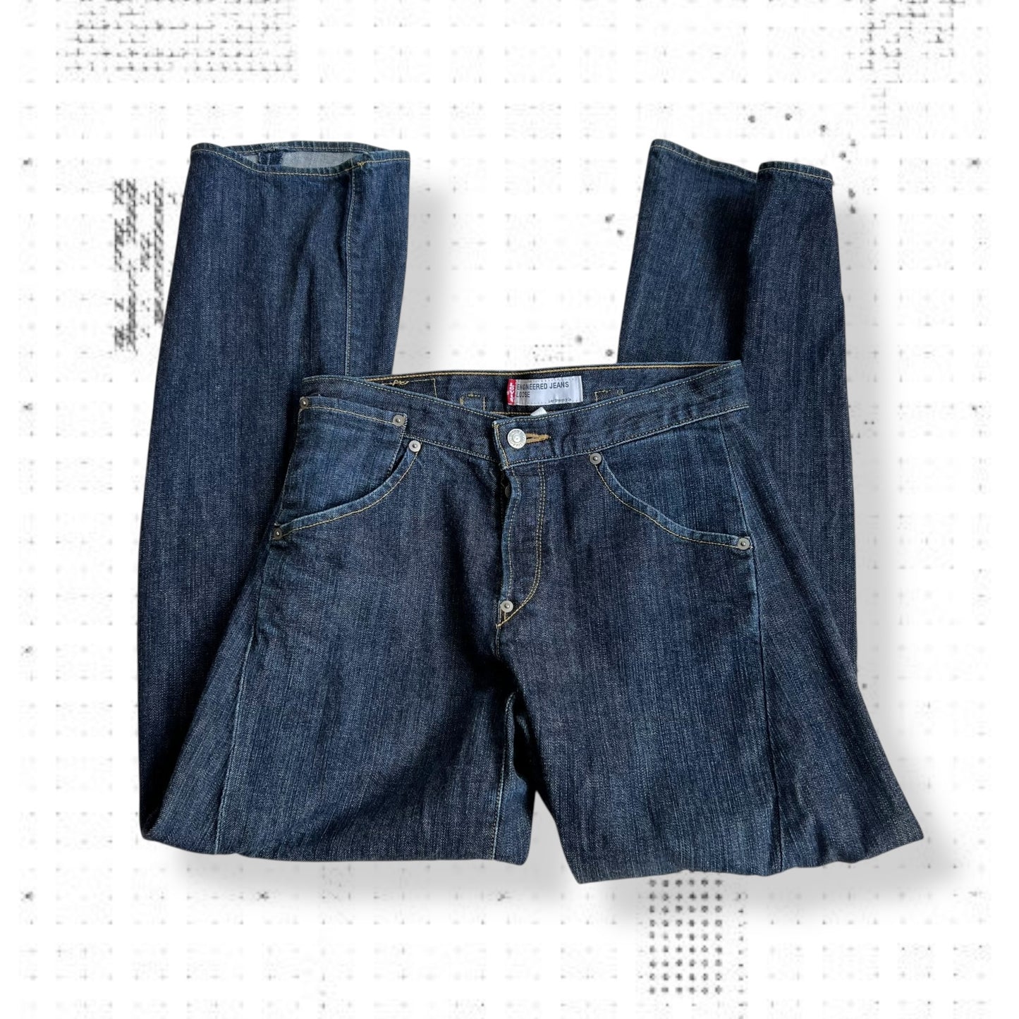 levi's engineered navy indigo back buckle 3d engineering wide leg baggy jeans