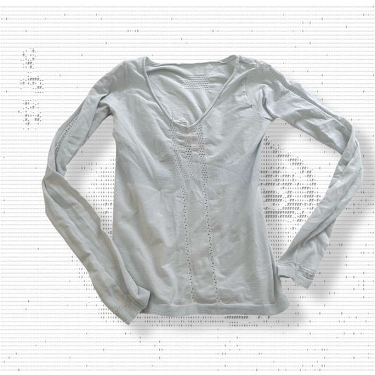 marithe francois girbaud light blue cross section fitted top