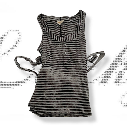 diesel black grey striped faded tank top with waist belt