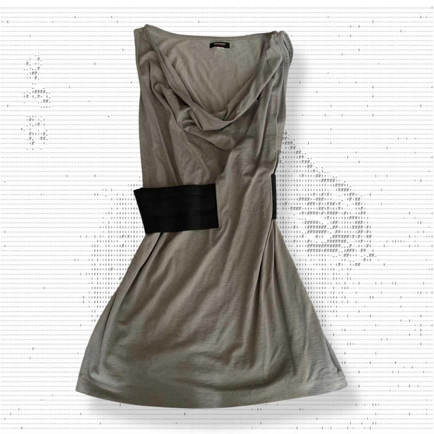 Miss Sixty 银卡其灰垂褶宽松束腰背心，松紧腰长款束腰上衣