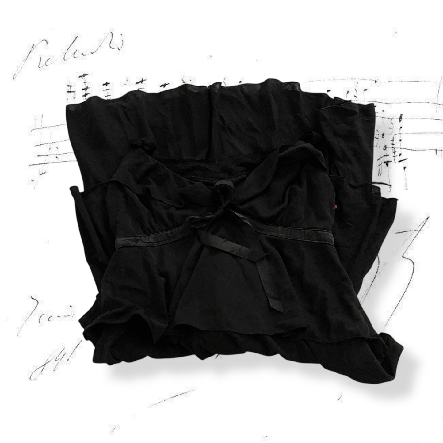 aries black frilly layered lacey bustier midi dress