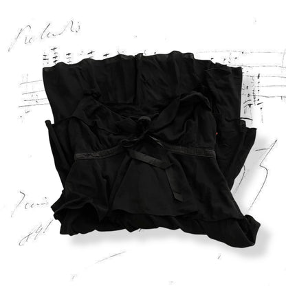 aries black frilly layered lacey bustier midi dress