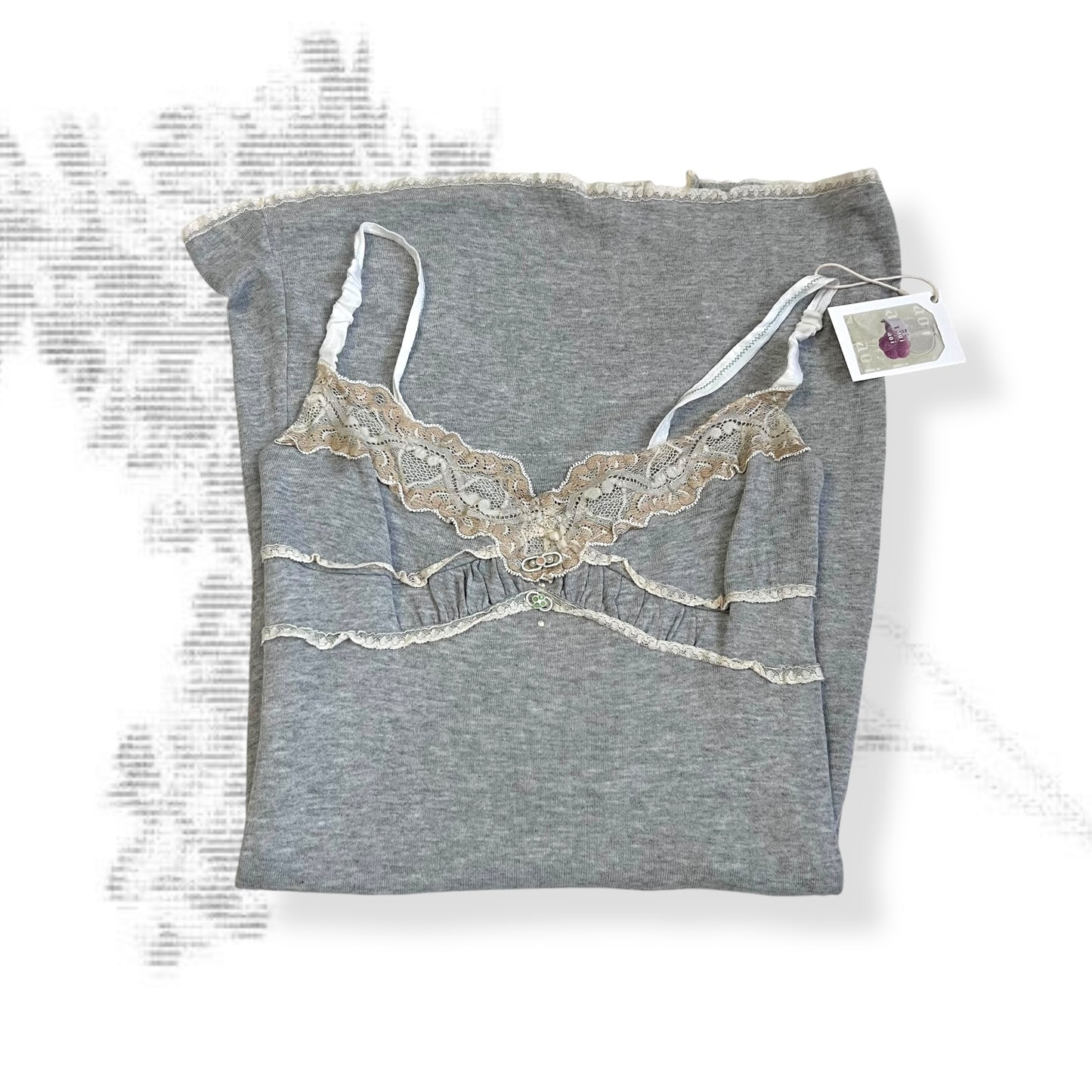 romantic grey elisa caveletti beige lacey ruched pastel button midi dress