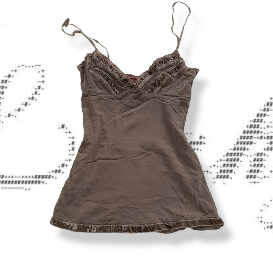 kaos eurosummer romantic dusty purple velvet embroidery lace trim camisole