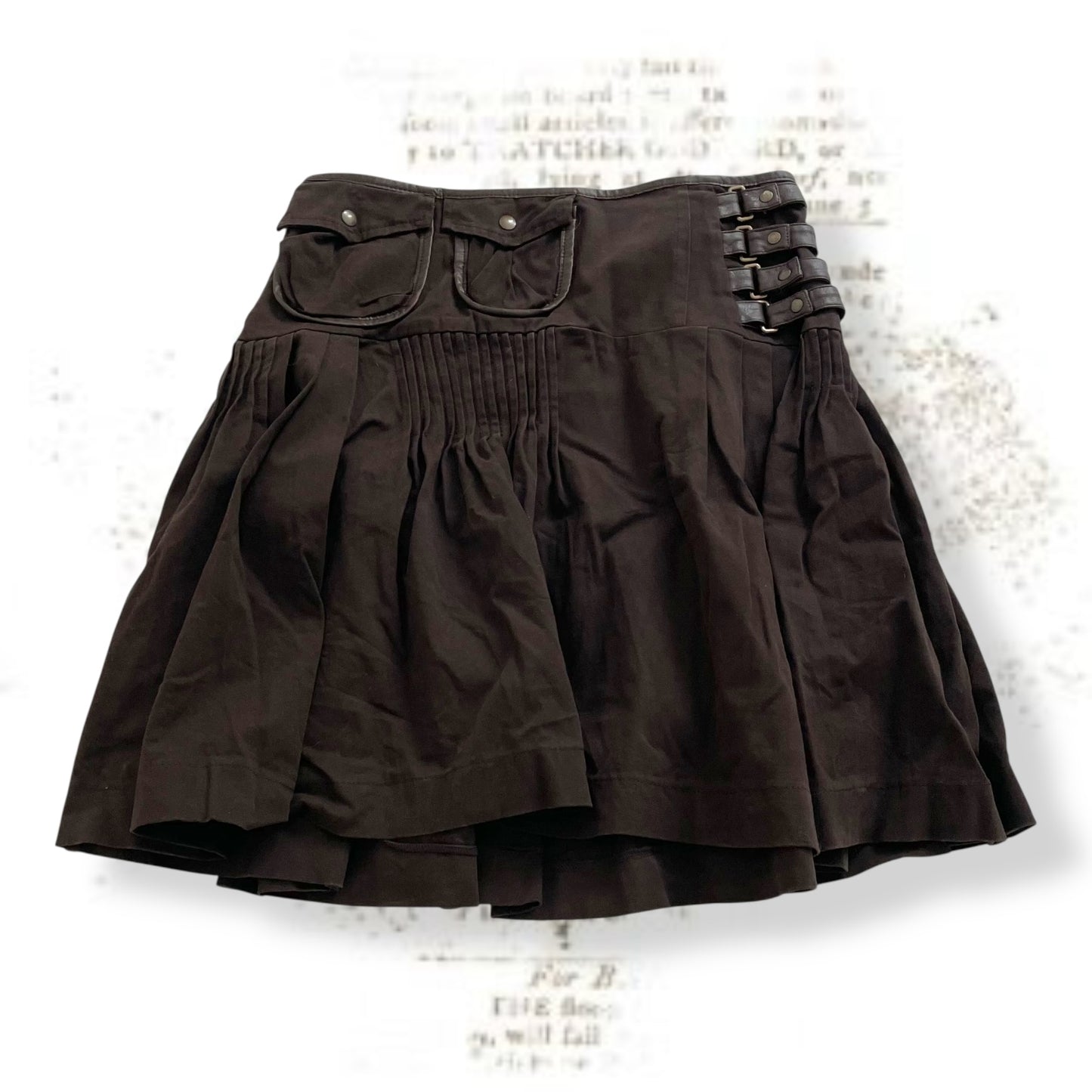 annarita n western boho utility buckle pocket pleated brown midi skirt