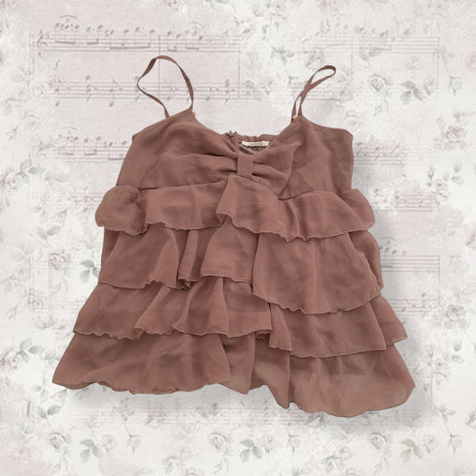 a.r.w arrow brown ruffle tiered bustier camisole