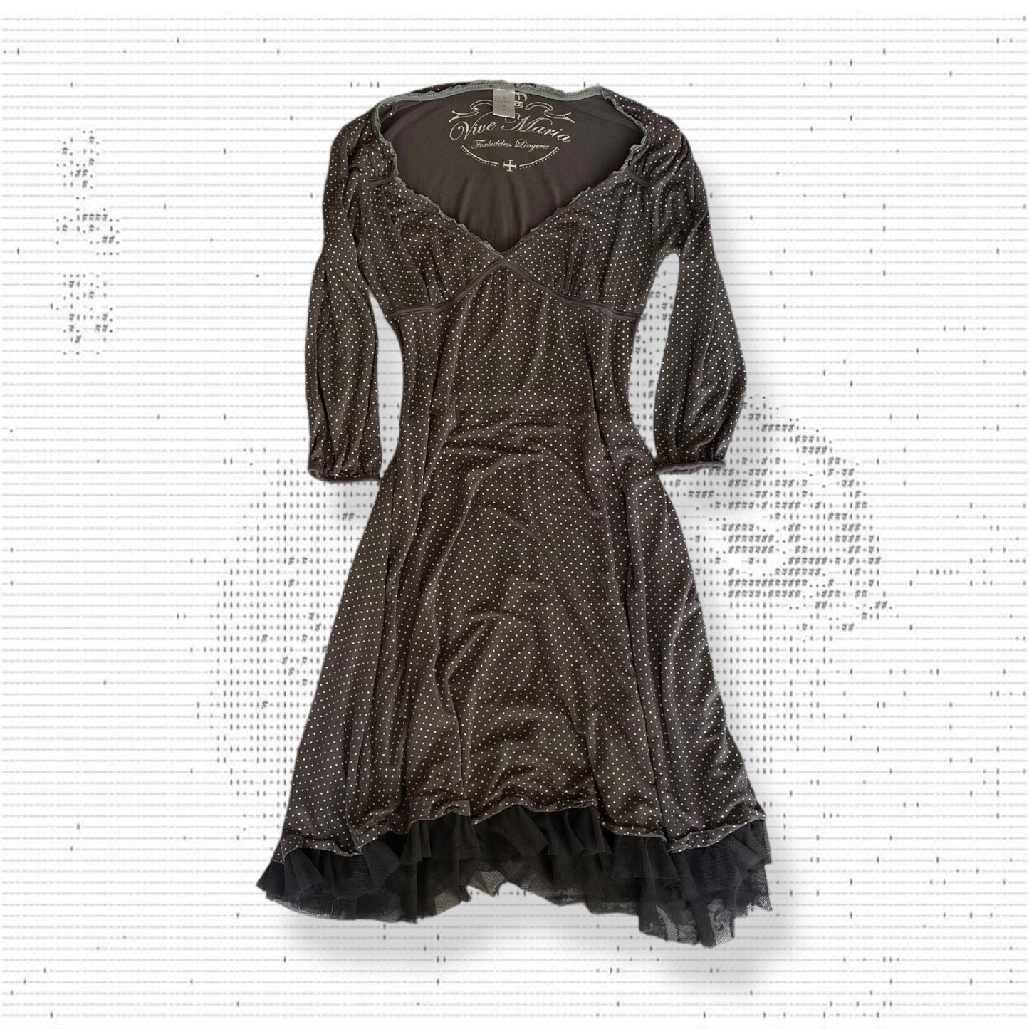 Vive Maria Dusy 紫色挤奶女工波点七分袖修身中长连衣裙