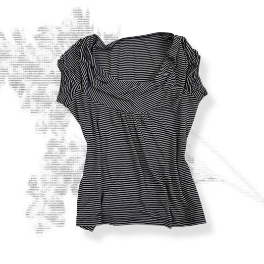 promod black taupe draped puff sleeve tunic blouse top