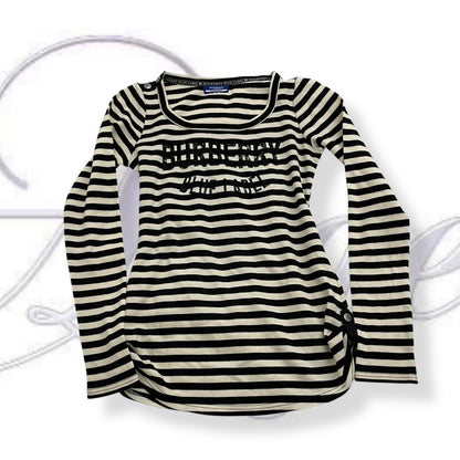 burberry blue label black white striped long sleeve