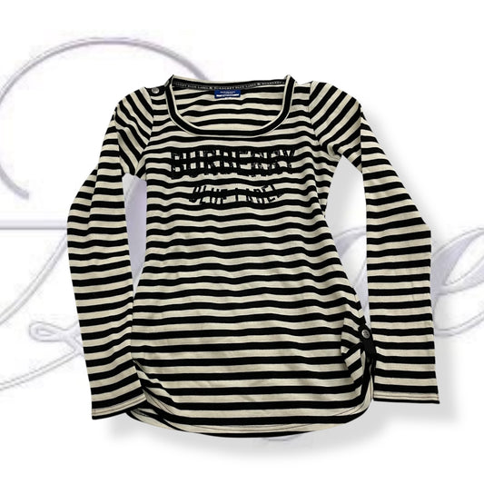 burberry blue label black white striped long sleeve