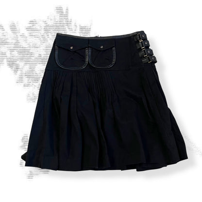 annarita n corpcore utility buckle pocket pleated black midi skirt