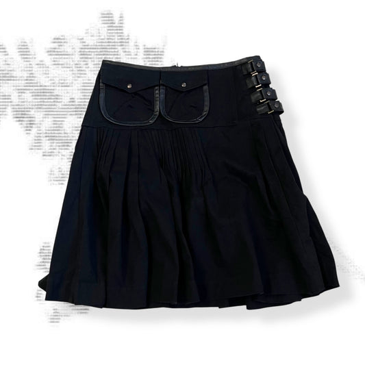 annarita n corpcore utility buckle pocket pleated black midi skirt