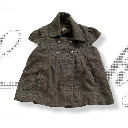 blanco grey brown corpcore preppy cap sleeve crop trench style jacket