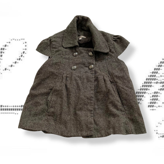 blanco grey brown corpcore preppy cap sleeve crop trench style jacket