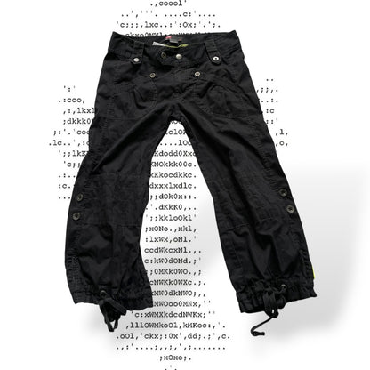 diesel red tag cargo utility black capri trousers