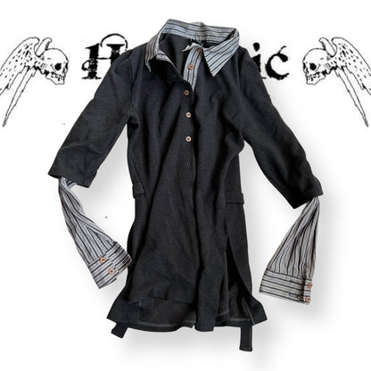 vintage morgan de toi preppy striped grey contrast striped layered style blouse